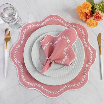 Kit Jogo Americano com Guardanapo Paris Rose Poliéster Bordado Branco Casa Scarpa