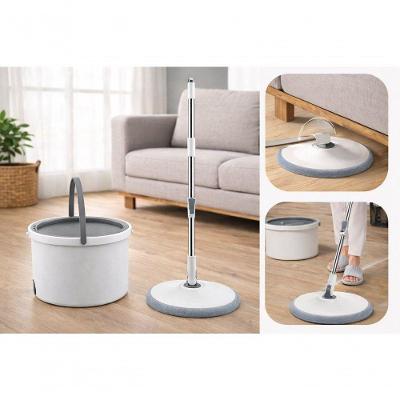 Mop com Balde e 2 Refis Branco Metal Plástico Tecido Sistema Giratório Multiuso Limpeza Top Rio