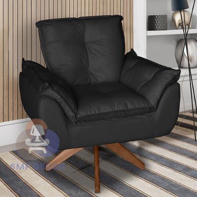 Poltrona Glamour Opala Decorativa Giratória Suede Preto SMF Decor