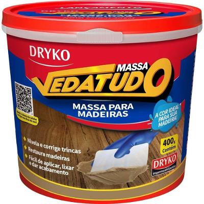 Massa para Madeira Vedatudo Reparos Calafetações Nivelamento Correção Marfim 400G Dryko