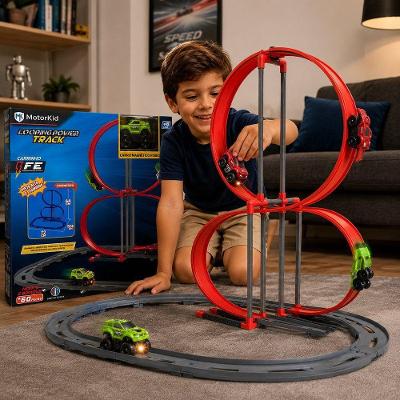 Pista de Carrinho Elétrico Corrida Radical com Looping Duplo - Vermelho - 60 PEÇAS