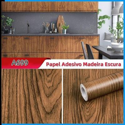Papel Adesivo para Envelopamento Madeira 10 Metros Ideal para Moveis Parede Sala Quarto Cor A699 OEM
