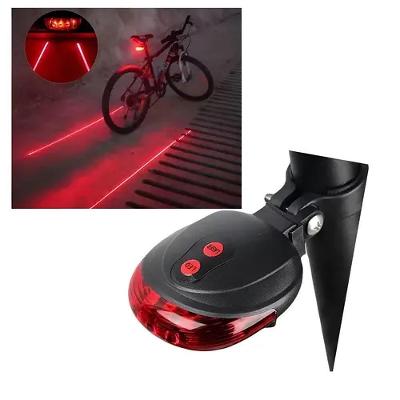 Lanterna Traseira para Bicicleta com LED e Laser de Segurança Vermelha