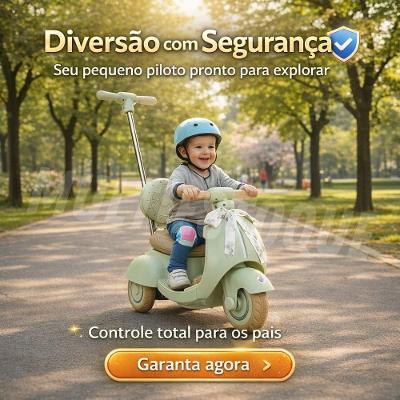 Moto Elétrica Infantil 6V com Empurrador Bateria Recarregável Verde Unitoys