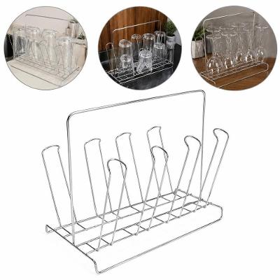 Porta Copos de Mesa Metalico Cromado Organizador 8 Lugares Estrutura Resistente Cozinha Prata