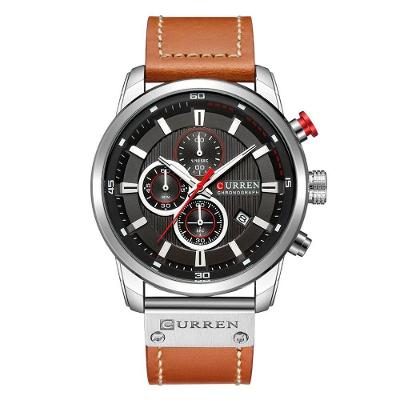 Relógio Masculino 8291 Analógico Pulseira Couro Cinza Curren