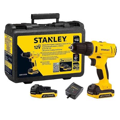 Parafusadeira Furadeira de Impacto a Bateria Stanley 12V Max Bivolt com 2 Baterias e Maleta
