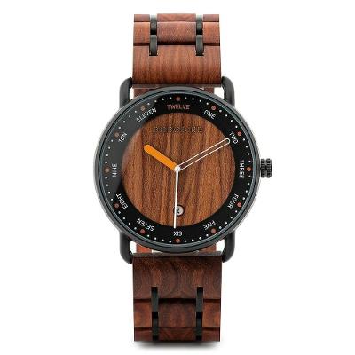 Relógio de Pulso Masculino Bobo Bird GT059 Madeira à Prova D'Água Marrom