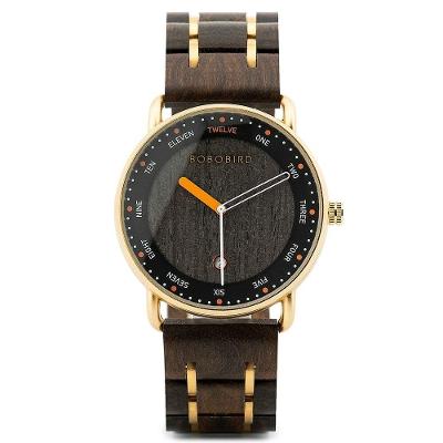 Relógio de Pulso Masculino Bobo Bird GT059 Madeira Ouro Elashopp