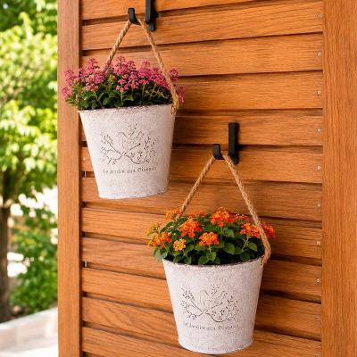 Vaso Balde Decorativo Alumínio Enfeite para Flores Planta Arranjo Kit 2pçs Branco
