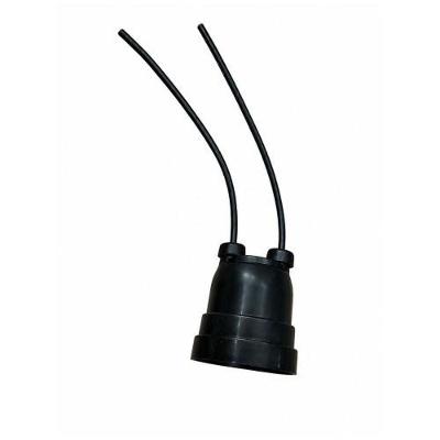 Soquete Pendente com Rabicho E27 Bipolar Corpo Nylon Rosca Alumínio Preto Bivolt