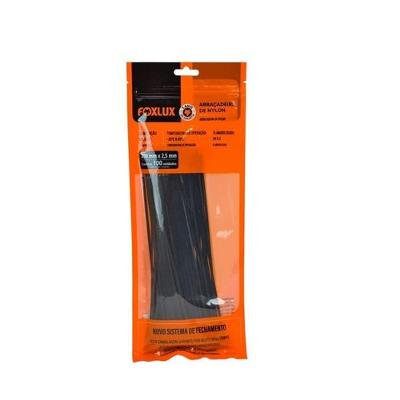 Abraçadeira de Nylon 20cm X 2,5mm Fixação de Fios e Cabos Preta Foxlux 100 Unidades
