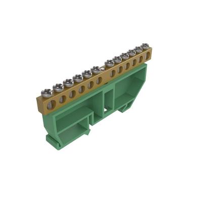 Barramento de Terra com Suporte 12 Furos Verde Conexao de Dispositivos de Protecao