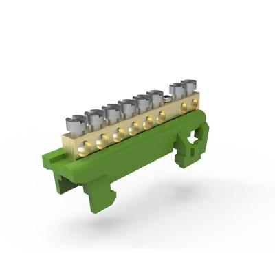 Barramento de Terra com Suporte 8 Furos Supressor Variacao VD Verde Soprano