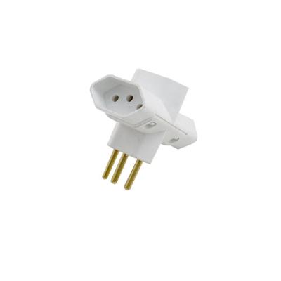 Adaptador Tipo T 2P+T 10A Branco 10 Peças Ilumi