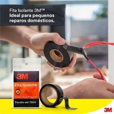 3M Brasil Fita Isolante 18mm X 10 Metros Preta 750 Volts