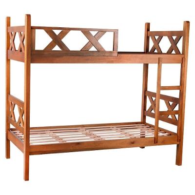 Beliche Solteiro X com Escada Fixa Madeira Maciça Marrom Milani Movelaria 98CM