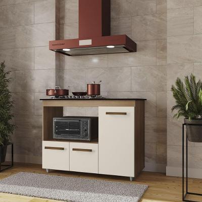 Balcão para Cooktop Ana 3 Portas 1 Prateleira MDP 114CM Savana Off White