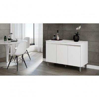Balcão de Cozinha Manu 3 Portas MDP 120CM Branco AJL Móveis