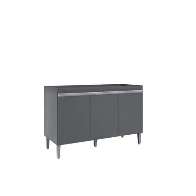 Balcão de Cozinha Manu 3 Portas 1 Prateleira 120CM Cinza AJL Móveis