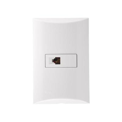 Conjunto com Placa e Tomada RJ11 Iriel Brava CJ Telefonia Fixa Conector Modular 4 Fios 4x2