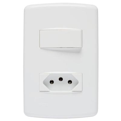 Conjunto com Placa 1 Interruptor Paralelo e 1 Tomada 10A 4x2 Duale Up Iriel