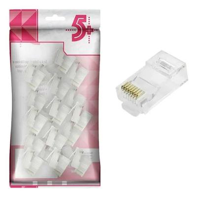 Conector Macho RJ45 Cat5 para Rede Ethernet Pacote com 100 Peças 5+