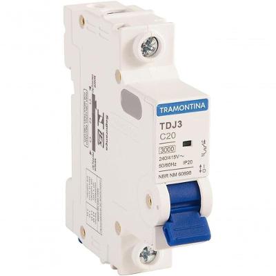 Disjuntor Din Unipolar TDJ3 Curva C 20A Branco Tramontina