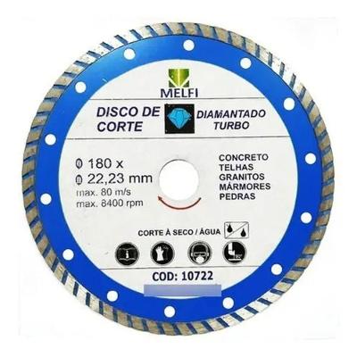 Disco Diamantado Turbo 180x22mm para Mármore Granito e Pedras Decorativas Melfi