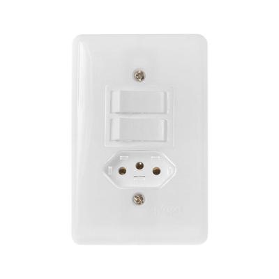 Conjunto de Componentes Elétricos Stylus com 2 Teclas e 1 Tomada 2P+T 20A Branco Ilumi Materiais