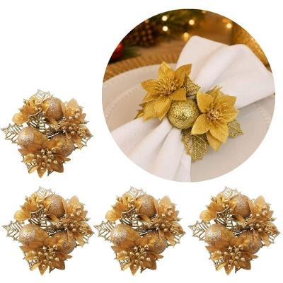 Kit 4 Porta Guardanapo Bico de Papagaio Decorado Natalino 2 em 1 Porta Velas Dourado Yangzi