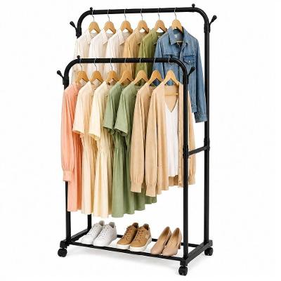 Guarda Roupa Arara Dupla com Rodinhas e Sapateira 70CM Aco Organizador Yeet