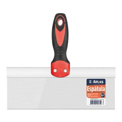 Espátula Aço Inox Flexível Cabo Emborrachado Acabamento Drywall Conforto Atlas 25CM
