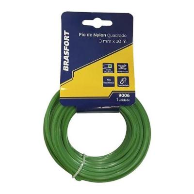 Fio de Nylon para Roçadeira Quadrado 1,8mm 10m Uso Diário Brasfort