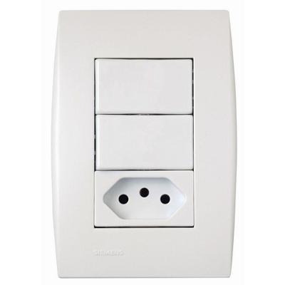 Conjunto de Componentes Elétricos Ilus CJ 2 Teclas Simples e 1 Tomada 10A Branco Siemens