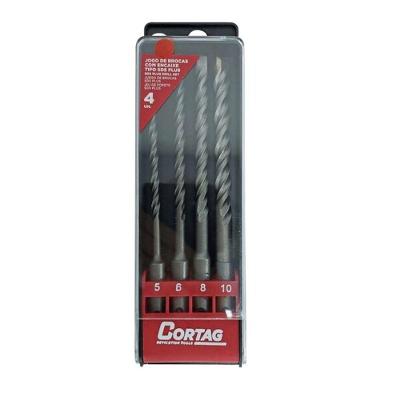 Kit de Brocas SDS Plus para Concreto 4 Peças Aço Tungstênio Titânio Cortag