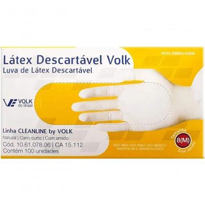 Luva Descartavel de Latex Tamanho m Volk do Brasil Ambidestra Protecao Tatil 100 Pecas
