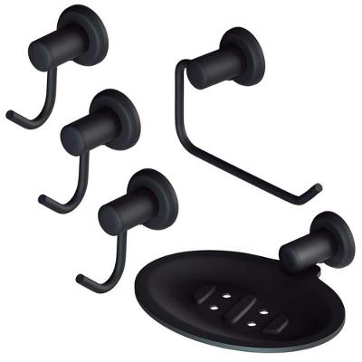Kit para Banheiro Turim Plus 5 Peças Metal Design Moderno Preto Civitt