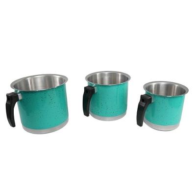 Kit Canecão Fervedor Leiteira Verde Água Alumínio Repuxado 14CM 16CM 18CM Shopmaster