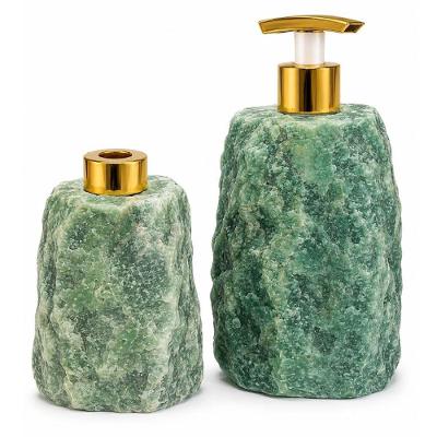Kit Dispenser Sabonete e Difusor Pedra Natural Exotica Quartzo Verde Exclusivo