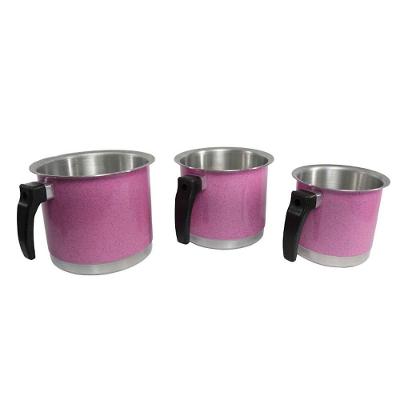 Kit Canecão Fervedor Leiteira Rosa Alumínio Repuxado 14CM 16CM 18CM Aquecimento Uniforme Shopmaster