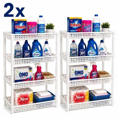 Kit 2 Fruteiras Organizadora FR-15 Estante 4 Andares Multiuso Cozinha Branco Yeet