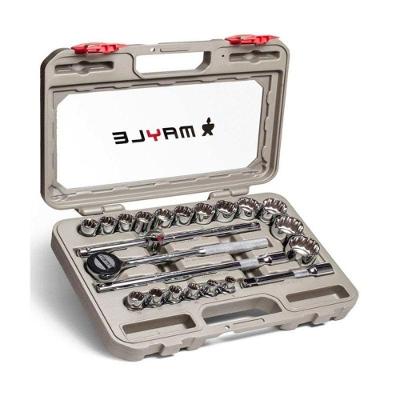 Jogo de Soquetes Estriados CRV com Maleta 1-2 23 Peças 8 a 32mm para Visualização Fácil Mayle