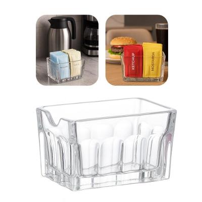 Kit Porta Sachê Faces para Açúcar Adoçante Ketchup Molhos de Vidro Transparente Lyor 4 Unidades