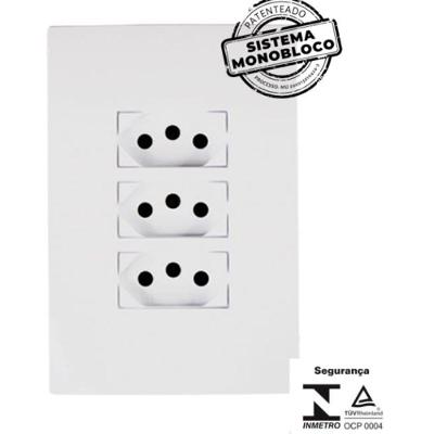 Ilumi Materiais Elétricos I9 Conjunto 3 Tomadas 2p+t Unipolar com Placa 4x2 Branco