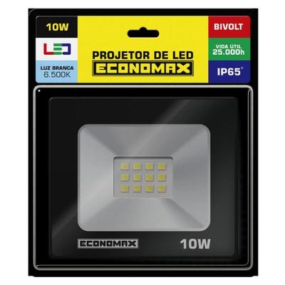 Refletor LED PRO G2 10W Fluxo Luminoso 800LM Preto Bivolt Economax