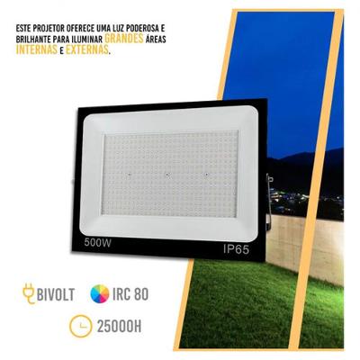Refletor LED 500W Branco Frio 6500K IP65 Preto Economax