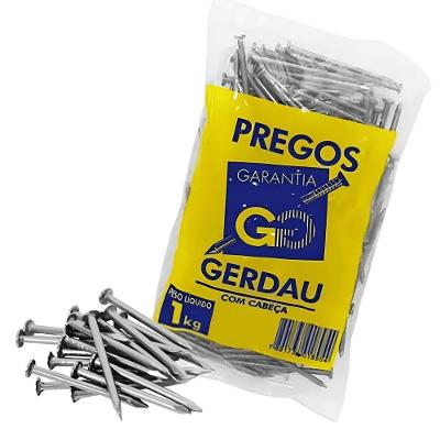 Prego com Cabeça 17x21mm Fixação Diversas Aplicações Gerdau Fardo 1kg