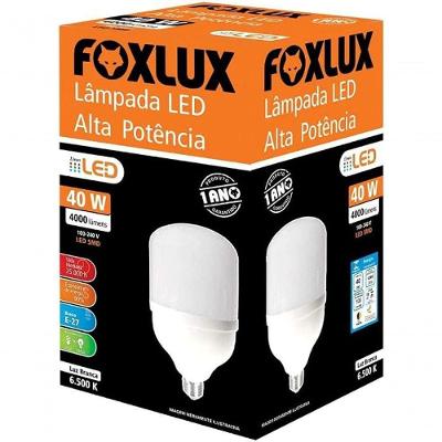 Lâmpada LED Bulbo Alta Potência 40W Bivolt 3600lm 6500K Luz Branca Foxlux