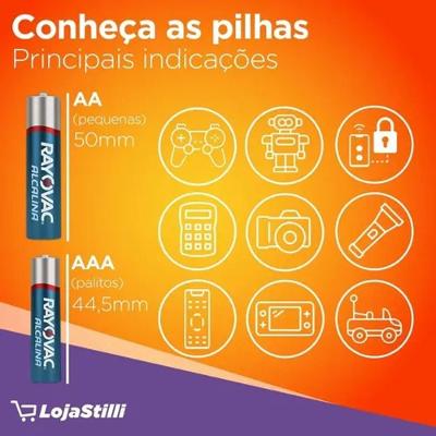 Pilha Alcalina AAA Palito Alto Consumo Desempenho Confiavel 2 Pecas Rayovac